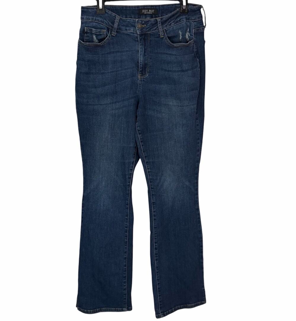 Judy Blue Jeans Womens 16W Blue Slim Boot Cut Dark Wash Denim jb88290 Distressed